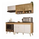 Ver imagem 1 de Armário de Cozinha Modulada Completa com Balcão 190cm Veneza Multimóveis MP2419 Madeirado/Branco