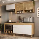 Ver imagem 2 de Armário de Cozinha Modulada Completa com Balcão 190cm Veneza Multimóveis MP2419 Madeirado/Branco