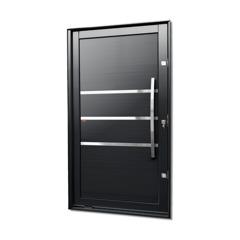Porta Pivotante Alumínio Lambril Evolution c/Pux.Dir. Elite Preto 240x150 Brimak