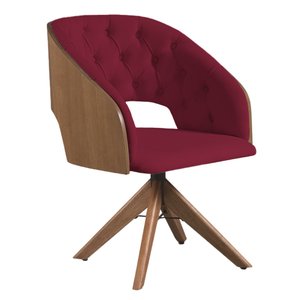Poltrona Decorativa Giratória Núbia para Sala de Estar Veludo Bordô - Mobília Mobília