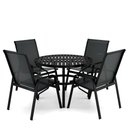 Ver imagem 1 de Mesa 4 cadeiras Ripado Piscina Alumínio Preto e Tela Preto