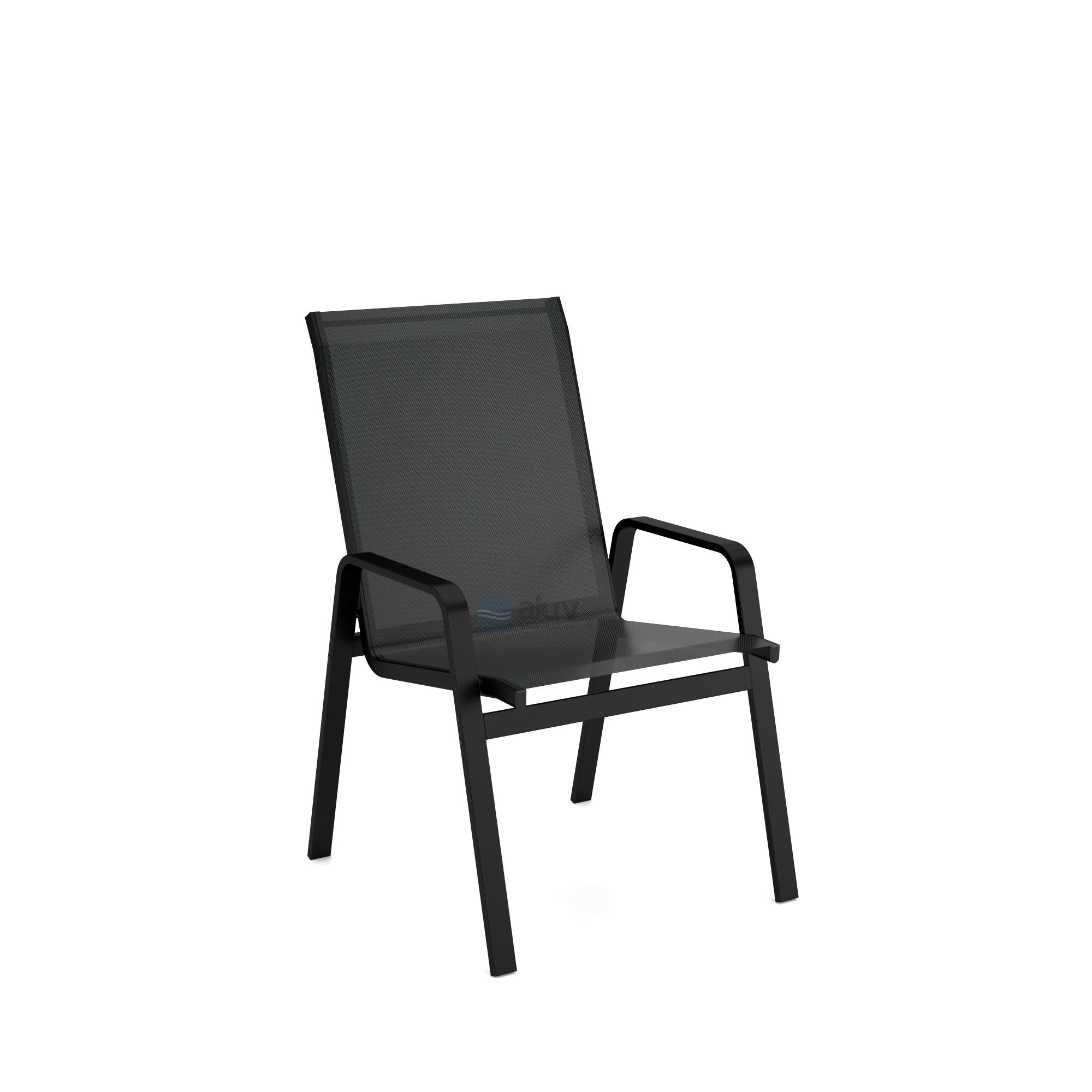 Mesa 4 cadeiras Ripado Piscina Alumínio Preto e Tela Preto - 2
