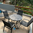 Ver imagem 2 de Mesa 4 Cadeiras Ripado Piscina Alumínio Preto e Tela Preto