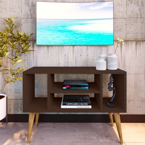 Rack para Tv Paris com 4 Nichos com Pés Retrô -imbuia