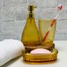 Kit Para Banheiro Lavabo de Vidro Âmbar Elegant 3 Peças Casa Limpa - 5