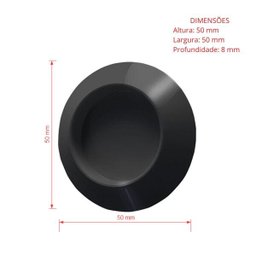 Puxador adesivo para box portas e armários redondo Preto - 2