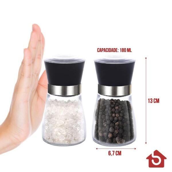 Kit Churrasco Bela Home 3 Peças Preto 2 Moedores 180ml com Tábua Grande Bambu 53x46x8cm - 4