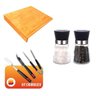 Kit Churrasco Bela Home 3 Peças Preto 2 Moedores 180ml com Tábua Grande Bambu 53x46x8cm - 1