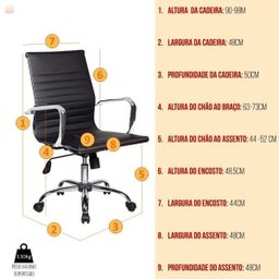 Cadeira para Escritório Diretor Boston Giratória Esteirinha Preto - 2