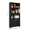 Ver imagem 3 de Armário Multiuso Notável 2 Portas com Chave e Prateleiras Escritório Preto