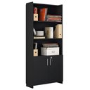 Ver imagem 1 de Armário Multiuso Notável 2 Portas com Chave e Prateleiras Escritório Preto