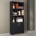 Ver imagem 2 de Armário Multiuso Notável 2 Portas com Chave e Prateleiras Escritório Preto