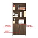 Ver imagem 4 de Armário Alto para Escritório com 2 Portas e 2 Prateleiras Marrom Escuro - Notável Móveis