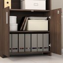 Ver imagem 3 de Armário Alto para Escritório com 2 Portas e 2 Prateleiras Marrom Escuro - Notável Móveis