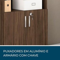 Armário Multiuso Notavel 2 Portas com Chave e Prateleiras Escritório Nogal Trend - 4