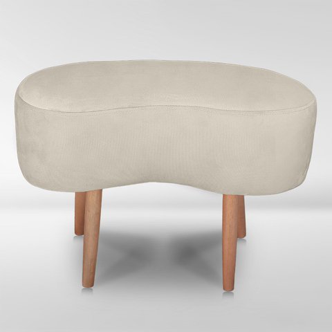 Puff Orgânico Curvo Decorativo Feijão Sala Luxo Tecido Suede:bege