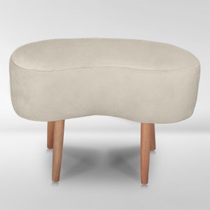 Puff Orgânico Curvo Decorativo Feijão Sala Luxo Tecido Suede:bege