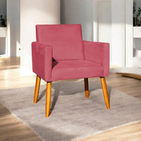 Poltrona Nina Decorativa para Sala Recepção Manicure Consultório Suede