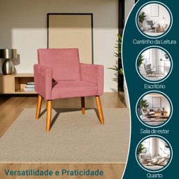 Poltrona Nina Decorativa para Sala Recepção Manicure Consultório Suede - 4 Poltrona Nina Decorativa para Sala Recepção Manicure Consultório Suede - 4