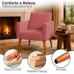 Poltrona Nina Decorativa para Sala Recepção Manicure Consultório Suede - 3 Poltrona Nina Decorativa para Sala Recepção Manicure Consultório Suede - 3