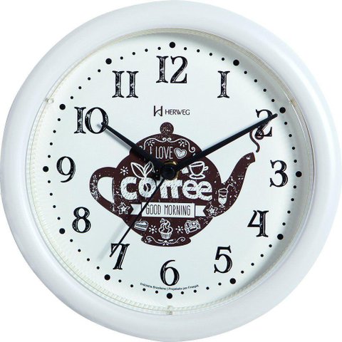 Relógio Parede Pequeno Herweg Cozinha Café 660061 Branco