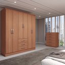 Ver imagem 6 de Guarda-roupa Casal Rose 6 Portas 3 Gavetas com Cômoda 5 Gavetas Cinamomo - Panorama Móveis