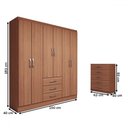 Ver imagem 4 de Guarda-roupa Casal Rose 6 Portas 3 Gavetas com Cômoda 5 Gavetas Cinamomo - Panorama Móveis
