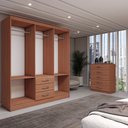Ver imagem 5 de Guarda-roupa Casal Rose 6 Portas 3 Gavetas com Cômoda 5 Gavetas Cinamomo - Panorama Móveis