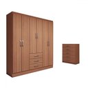 Ver imagem 3 de Guarda-roupa Casal Rose 6 Portas 3 Gavetas com Cômoda 5 Gavetas Cinamomo - Panorama Móveis