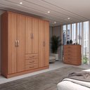 Ver imagem 1 de Guarda-roupa Casal Rose 6 Portas 3 Gavetas com Cômoda 5 Gavetas Cinamomo - Panorama Móveis
