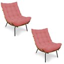 Ver imagem 1 de Kit 02 Poltronas Costela Linho Whiski Rose A106 Base de Metal - D’Rossi