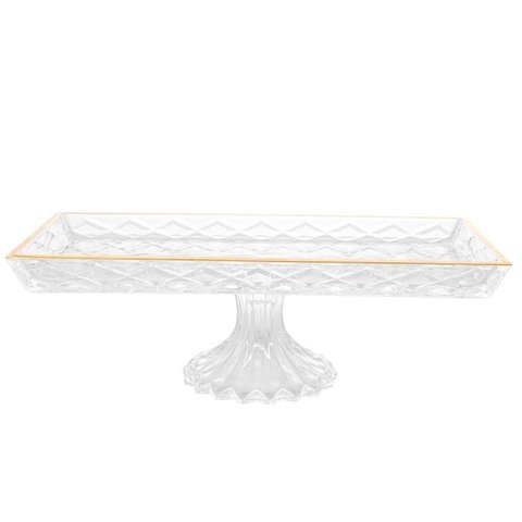 Travessa Lyor de Cristal C/ Pé e Fio de Ouro Deli Diamond