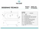 Ver imagem 3 de Banheira Anita, Vitoriana Imersão, Clássica, Branca 145x79x63, sem Hidromassagem, Pés Cromados, Vers
