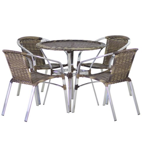 4 Cadeiras e Mesa com Tampo Varanda Piscina Jardim