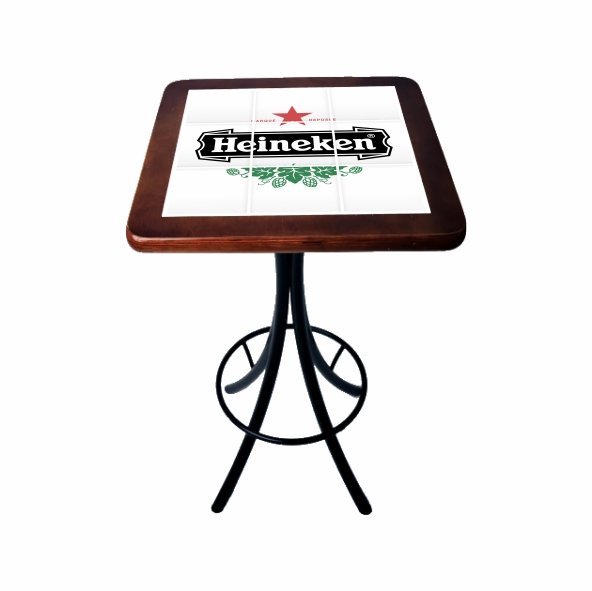 Conjunto Mesa Quadrada Bistrô Azulejo heineken - Imbuia - 2