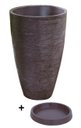 Ver imagem 4 de Vaso Com Prato Planta Oval Moderno Polietileno 45x30 BGPLASTICOS V13 PRETO 002