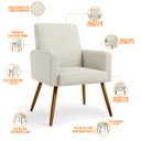Ver imagem 4 de Kit 03 Poltronas Decorativa Para Sala De Estar Maria W01 Pés Palito Linho Champagne - Lyam Decor