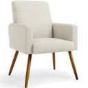 Ver imagem 3 de Kit 03 Poltronas Decorativa Para Sala De Estar Maria W01 Pés Palito Linho Champagne - Lyam Decor