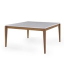 Ver imagem 1 de Mesa de Jantar Quadrada Carina Madeira Maciça Tampo com Vidro:peroba / Off White/150x150cm