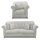 Ver imagem 1 de Kit Poltrona e Sofá Living 2 Lugares 1,80m Vênus Veludo Pés Castanho - Pallazio - Cinza Prata