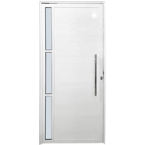 Porta de Aluminio Pivotante Lambril Visor Lateral com Puxador Linha Premium:2,10 X 0,90/direita/bran