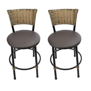 Kit 2 Banquetas Baixa de Cozinha Encosto Junco