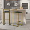 Ver imagem 2 de Kit 04 Banquetas Alta Para Cozinha Sala De Jantar Hanna L02 Dourado Linho Verde Musgo - Lyam Decor