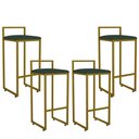 Ver imagem 1 de Kit 04 Banquetas Alta Para Cozinha Sala De Jantar Hanna L02 Dourado Linho Verde Musgo - Lyam Decor