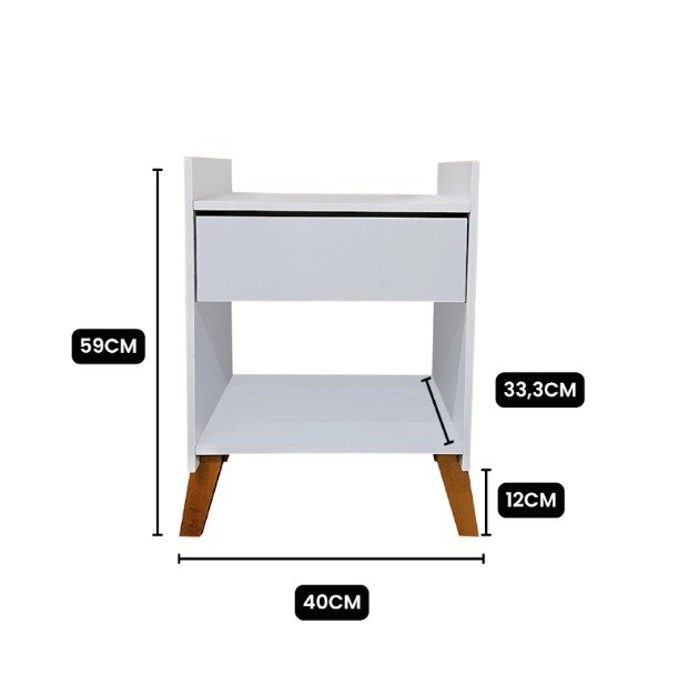 Mesa de Cabeceira para Quarto com Gaveta Decoração Pés Nicho - 7