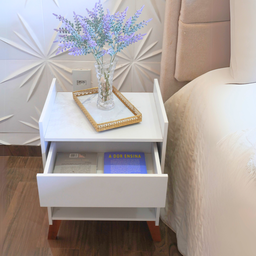 Mesa de Cabeceira para Quarto com Gaveta Decoração Pés Nicho - 9