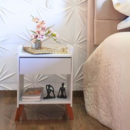 Mesa de Cabeceira para Quarto com Gaveta Decoração Pés Nicho - 6