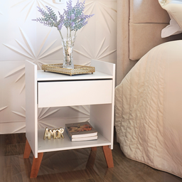 Mesa de Cabeceira para Quarto com Gaveta Decoração Pés Nicho - 12