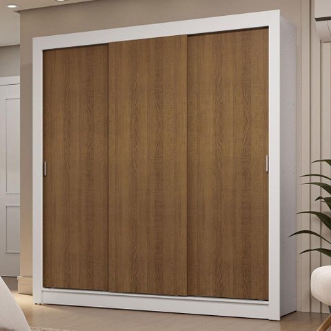 Guarda-roupa Casal 3 Portas de Correr Branco/rustic Sublime Madesa Branco/rustic