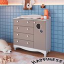 Ver imagem 1 de Cômoda para Quarto Infantil 93cm com Porta e 4 Gavetas Cor:branco com Cinnamon